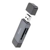 Adaptery i przejściówki - Czytnik kart SD / TF Hoco USB A / USB C 2.0 HB45 szary - miniaturka - grafika 1