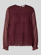 Bluzki damskie - Bluzka o kroju relaxed fit z długim rękawem i fakturą dobby model ‘ELIZA LIFE’ - miniaturka - grafika 1