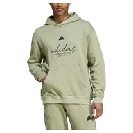 Bluzy męskie - adidas Męska bluza z kapturem z motywem francuskiego frotte, Namiot zielony, L - miniaturka - grafika 1
