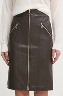 Spódnice - Joop! spódnica skórzana kolor brązowy mini ołówkowa 80000701 - miniaturka - grafika 1