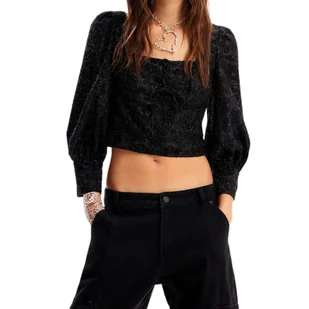 Bluzka damska Desigual Blus Don elegancka błyszcząca czarna-XS - Bluzki damskie Bluzka damska Desigual Blus Don elegancka błyszcząca czarna-XS - Bluzki damskie - miniaturka - grafika 1