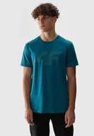 Koszulki męskie - Koszulka Męska 4F T-shirt Morska Zieleń Sportowy Regular Fit Bawełna L - miniaturka - grafika 1