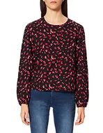 Bluzki damskie - Taifun Damska bluzka w stylu boho z długim rękawem, rękawy balonowe, z mankietami, bluzka z długim rękawem, jednokolorowa, Czarny wzór, 36 - miniaturka - grafika 1