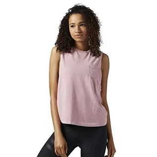 Koszulki i topy damskie - Reebok damska koszulka Stone Wash Muscle Shirt różowa (sanros) L - grafika 1