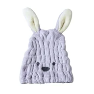 Okrycia kąpielowe dla dzieci - RĘCZNIK TURBAN DO SUSZENIA WŁOSÓW MIKROFIBRA MIŚ FIOLETOWY - miniaturka - grafika 1