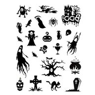 Zabawki kreatywne - Tatuaże zmywalne Halloween 23szt biało-czarne - Dalprint - miniaturka - grafika 1