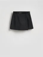 Spodenki damskie - Reserved - Spódnico-szorty z paskiem - czarny - miniaturka - grafika 1