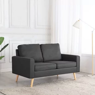 vidaXL 2-osobowa sofa, ciemnoszara, tapicerowana tkaniną - Sofy i kanapy - miniaturka - grafika 1