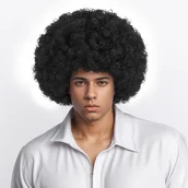 Pozostałe akcesoria fryzjerskie - TEMU Peruka w Stylu Hipisowskim z Lat 70. . z Kręconymi Włosami Afro - Uniwersalna Czarna Puszysta Peruka na Halloween, Boże Narodzenie i Festiwale - - miniaturka - grafika 1