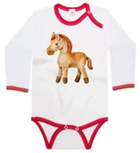 Body dla niemowląt - Body dziecięce Beżowy Brązowy Pluszowy Koń Konik Z Czerwoną Grzywą 62/68 - miniaturka - grafika 1
