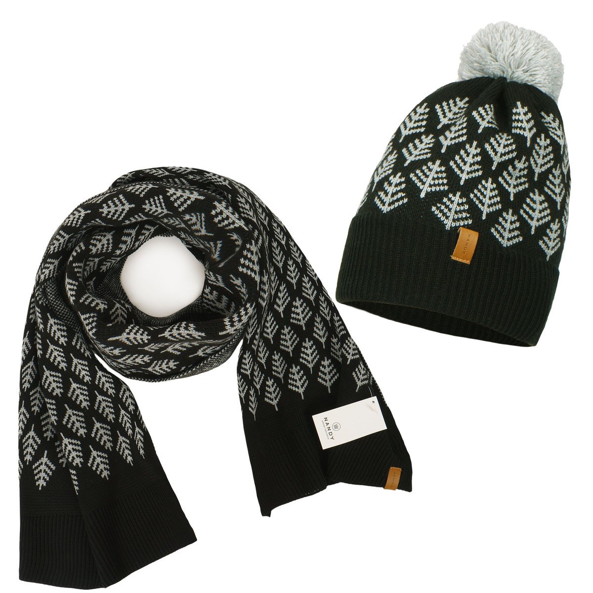 Nandy Komplet Czapka Szalik Ciepły Zimowy Choinki - Zest-Cs-2205095-01