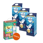 Mleko modyfikowane - Zestaw Bebilon Junior do picia, wzbogacona formuła na bazie mleka dla dzieci 2-6 lat, 3 x 1 l + CzuCzu, Zwierzątka Zabawy kreatywne z pisakiem zmazywakiem, od 3 roku życia gratis - miniaturka - grafika 1