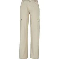 Spodnie damskie - Urban Classics Damskie spodnie cargo z wysokim stanem, proste denim, spodnie cargo, Offwhite Raw, 28 - miniaturka - grafika 1