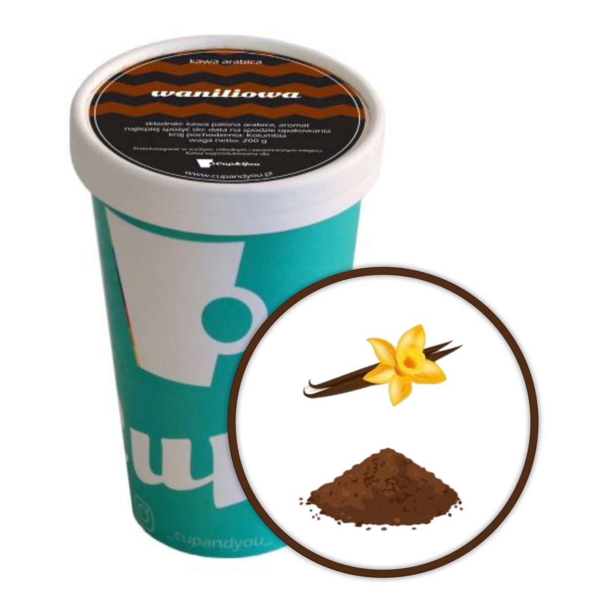 Kawa aromatyzowana smakowa WANILIOWA mielona ARABICA PREMIUM Cup&You 200g - smakowa uczta dla podniebienia