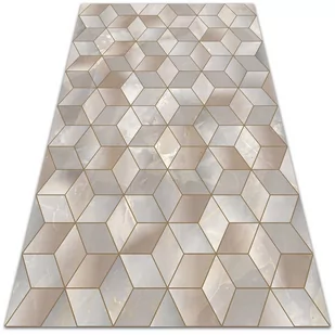 Dywan ogrodowy piękny wzór Brązowe sześciany 100x150 cm - Dywany zewnętrzne - miniaturka - grafika 1