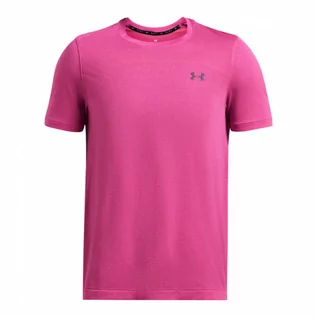 Koszulki sportowe męskie - Męska koszulka treningowa Under Armour UA Rush Seamless Wordmark SS - różowa - UNDER ARMOUR - grafika 1