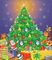 Akcesoria do pakowania - Torby foliowe na prezenty ze Świętym Mikołajem. 39/45 cm, Mikołaj z choinką. 1 op./ 5 szt. - miniaturka - grafika 1