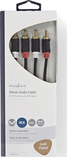 Nedis Audio Cable 2x RCA -> 2 x RCA 2m Black - Kable komputerowe i do monitorów - miniaturka - grafika 1