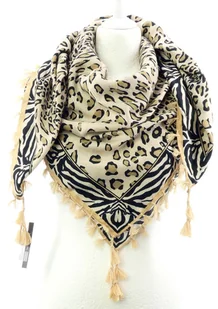 CHUSTA ETNO PANTERA Z FRĘDZLAMI - Apaszki i szaliki damskie - miniaturka - grafika 1