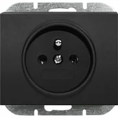 Gniazdka elektryczne - Gniazdo Onyx pojedyncze z uziemieniem czarny mat - miniaturka - grafika 1