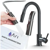 Baterie kuchenne - Bateria Kuchenna 2-drożna z Wyciąganą Wylewką Kran Do Kuchni Perlator TOTTO - CZARNY MAT - miniaturka - grafika 1