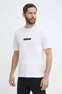 Koszulki męskie - Tommy Hilfiger t-shirt bawełniany męski kolor biały z aplikacją MW0MW34373 - grafika 1