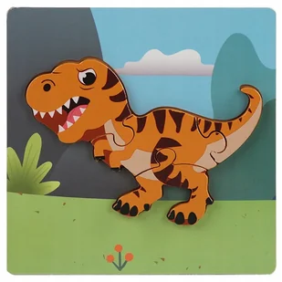 Układanka drewniana DINOZAUR dla dzieci puzzle EDUKACYJNA 4 elementy - Puzzle - miniaturka - grafika 1