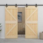 Drzwi wewnętrzne - Drzwi przesuwne z osprzętem, 90x210 cm, lite drewno sosnowe | 3057591 VIDAXL - miniaturka - grafika 1