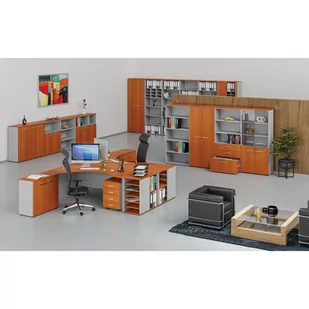 Regał biurowy PRIMO GRAY, 1087 x 800 x 420 mm, szary/wiśnia - Regały biurowe - miniaturka - grafika 3