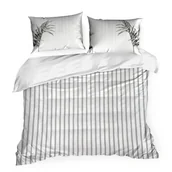 Pościel - Pościel satynowa 160x200 Paloma biała czarna liscie Premium - miniaturka - grafika 1