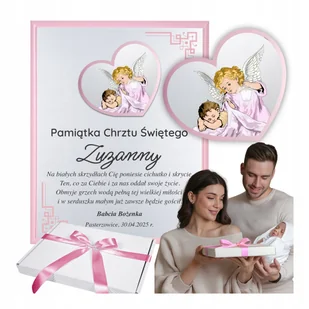 PAMIĄTKA CHRZTU ŚWIĘTEGO Panel ze srebrnym obrazkiem dla dziewczynki GRAWER - Pamiątka Chrztu Świętego - miniaturka - grafika 1
