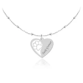 Łańcuszki - Srebrny naszyjnik - Suzi - Serce i Łapka - łańcuszek kulki - Grawer - miniaturka - grafika 1