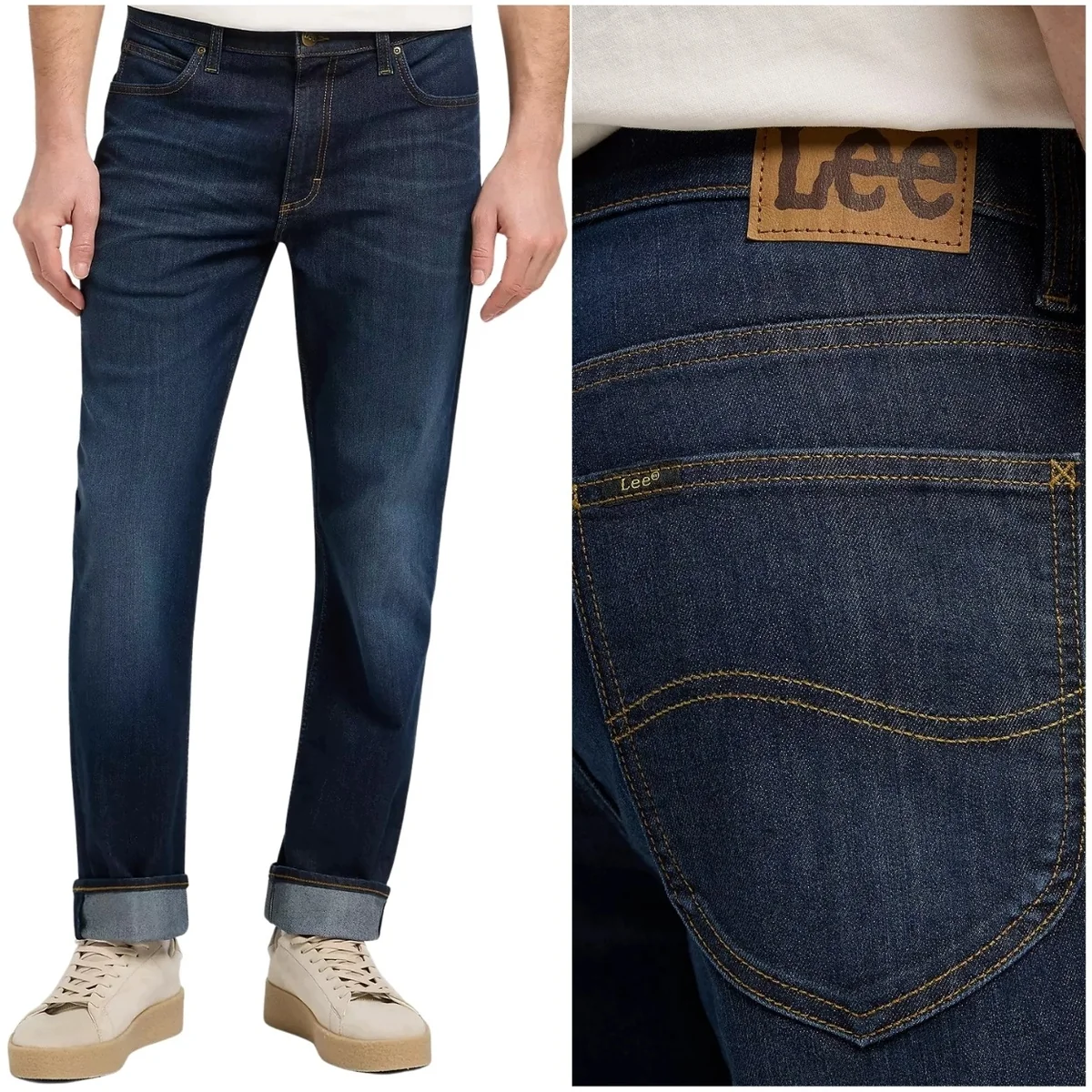 Lee West regular straight StrongHand proste ciemne spodnie jeansowe W30 L30