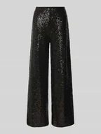 Spodnie damskie - Spodnie materiałowe o szerokim kroju z cekinowym obszyciem na całej powierzchni model ‘Fauca’ - miniaturka - grafika 1