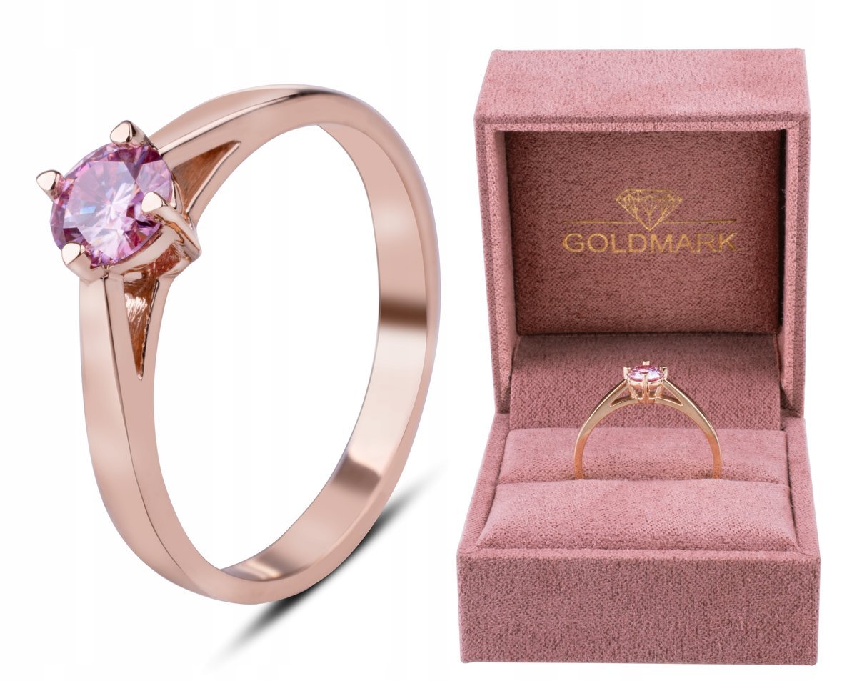 ZARĘCZYNOWY PIERŚCIONEK Z RÓŻOWEGO ZŁOTA I MOISSANITEM 0.5CT 14KT 585