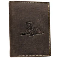 Portfele - Pojemny pionowy portfel męski bez zapięcia ciemnobrązowy elegancki z ozdobnym frontem nubukowa skóra naturalna rozbudowany na karty i dokumenty scho.. - miniaturka - grafika 1