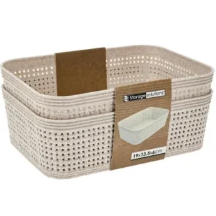 Storage Solutions Koszyki do przechowywania beżowe 19x13x6 cm - Pudła i pojemniki do przechowywania - miniaturka - grafika 1