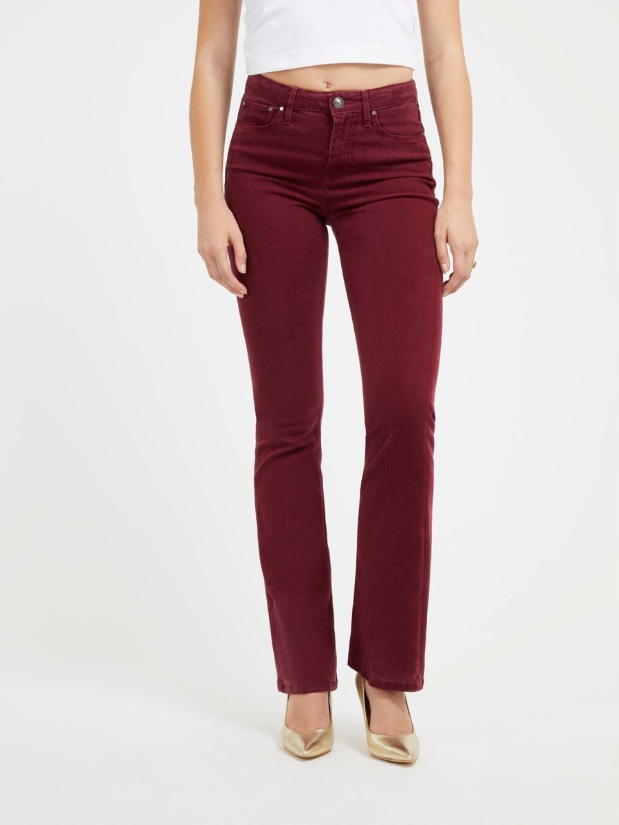 GUESS JEANSY Z WYSOKIM STANEM W BORDOWYM KOLORZE 27 GGA