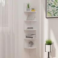 Półki do salonu - vidaXL Narożna półka ścienna, biała, 19x19x123 cm, płyta wiórowa - miniaturka - grafika 1