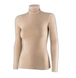 LS1627W Koszulka damska z golfem COMFORT MERINO beżowy XL - Koszulki i topy damskie - miniaturka - grafika 1