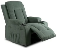 Fotele - Zielony sztruksowy fotel masujący - Bino - miniaturka - grafika 1
