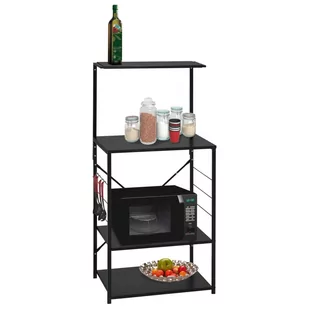 vidaXL Szafka na mikrofalówkę, czarna, 60x39,6x123 cm - Meble modułowe i akcesoria - miniaturka - grafika 1