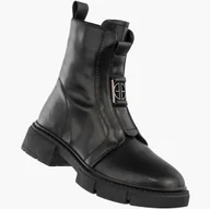 Botki damskie - Trapery Damskie Skórzane Buty Na Zimę Ocieplane Botki Czarne Filippo DBT6524/25BK Czarny 38 - miniaturka - grafika 1