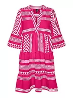 Bluzki damskie - VERO MODA Damska bluzka tunika VMDicthe z rękawami 3/4, Pink Yarrow/Aop: ibiza Snow White, XL - miniaturka - grafika 1