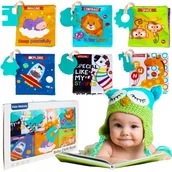 Zabawki sensoryczne - Miękkie Książeczki 12 Stron Materiałowe Sensoryczne 6sztuk Gryzak Zwierzęta - miniaturka - grafika 1