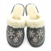 Kapcie damskie - NOWO, Ocieplane kapcie śnieżynki pantofle dla pań, rozmiar 41 - miniaturka - grafika 1