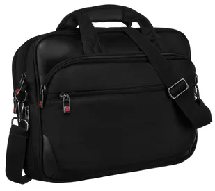 Torba na laptopa męska 15" czarna skóra naturalna cordura pojemna i funkcjonalna a4 uchwyt na walizkę szeroki odpinany pasek do ręki lub na ramię PE.. - Teczki i aktówki - miniaturka - grafika 1