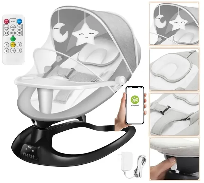 Bujaczek Elektryczny Leżaczek Dla Maluszka 3w1 Bluetooth 0 - 18 M-cy Pilot