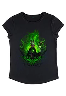 Koszulki i topy damskie - Disney Damska koszulka Sleeping Beauty Dark Fairy Organic Rollled Sleeve, czarny, S - grafika 1