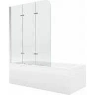 Wanny - Mexen Cubik wanna prostokątna 170 x 70 cm z obudową i parawanem 3-skrzydłowym 120 cm, transparent, chrom - miniaturka - grafika 1